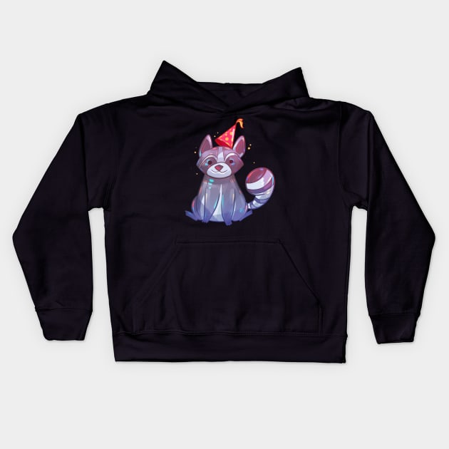 Party Animal Raccoon Kids Hoodie by Claire Lin